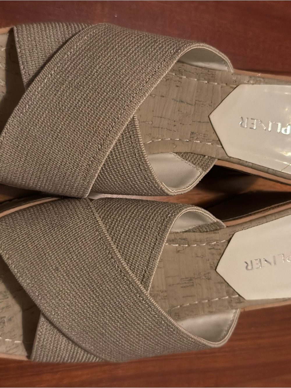 Donald J. Pliner Beige Cross-Strap Platform Sandals